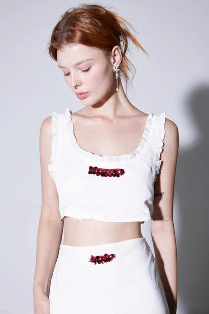 Moonlight White Vest Skirt Set-Up