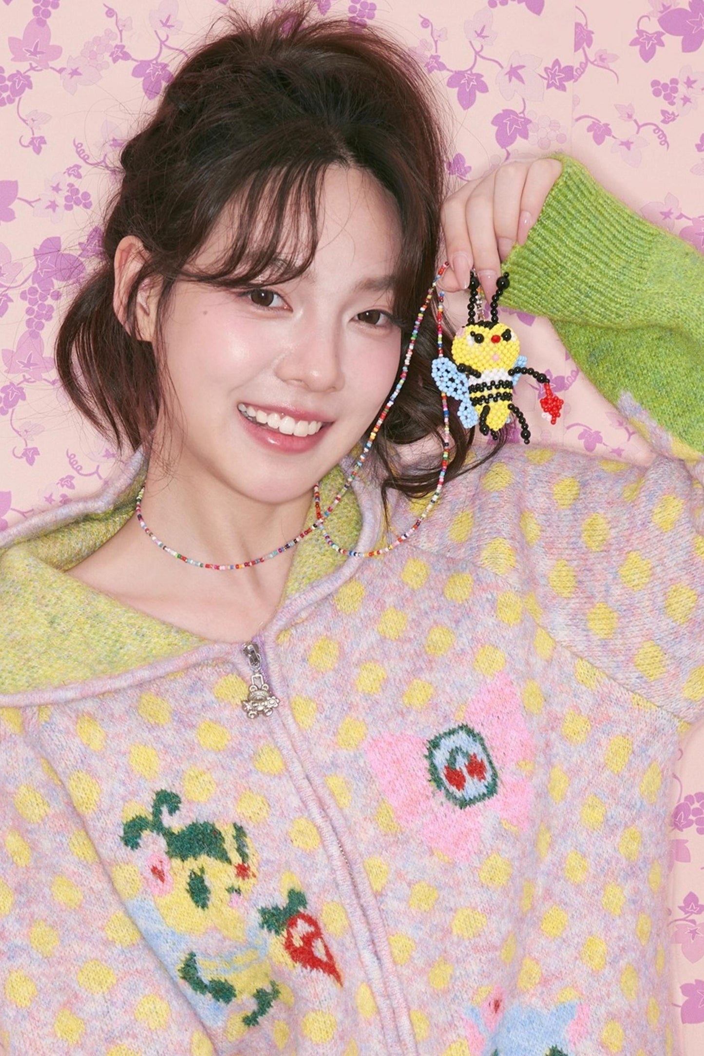 Yellow Beaded Bee Necklace