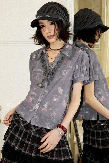 Vintage Lace Trim Blouse