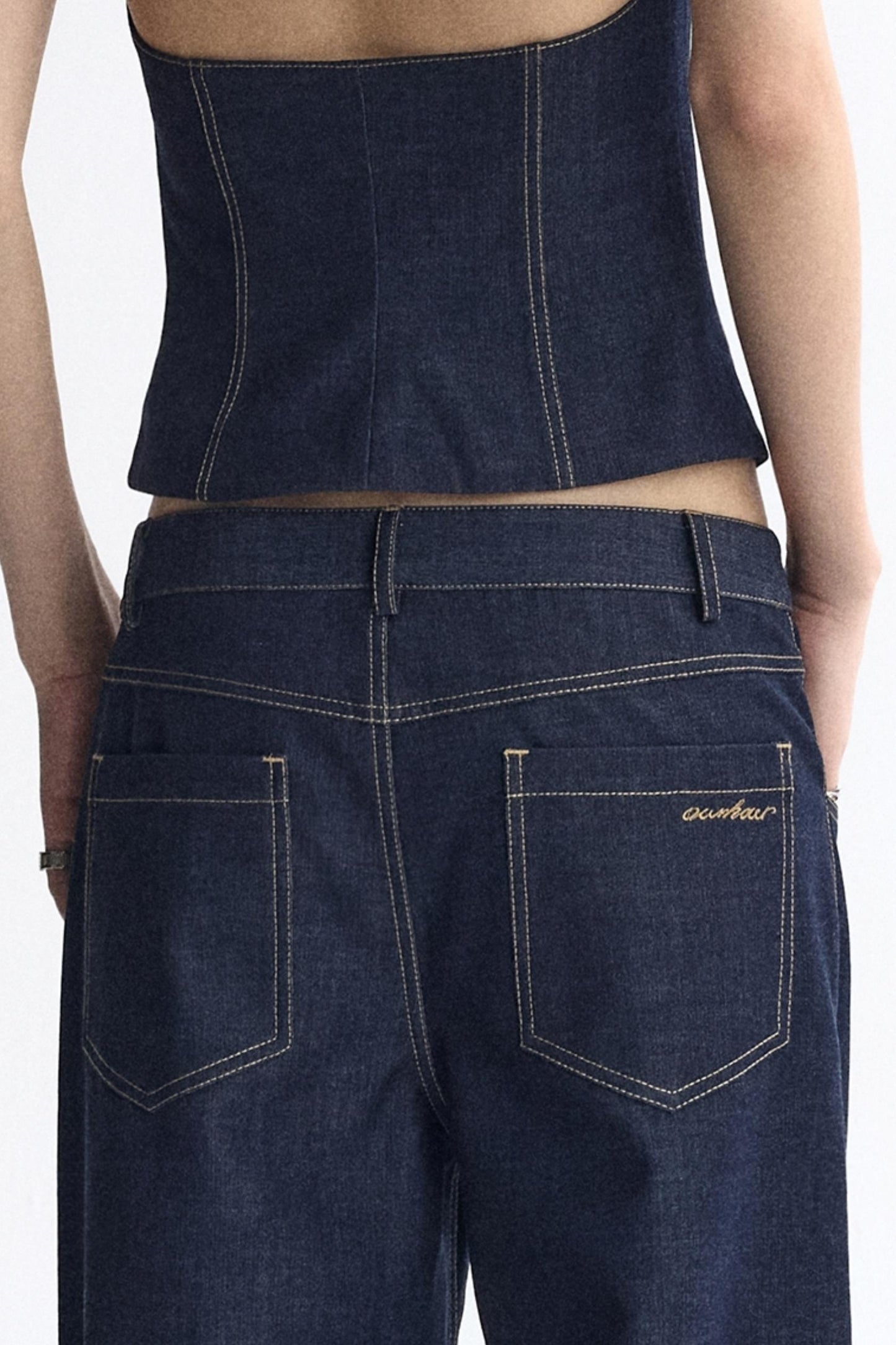 Tanned Back Pocket Loose Denim Pants