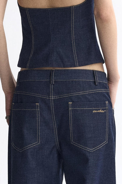 Tanned Back Pocket Loose Denim Pants