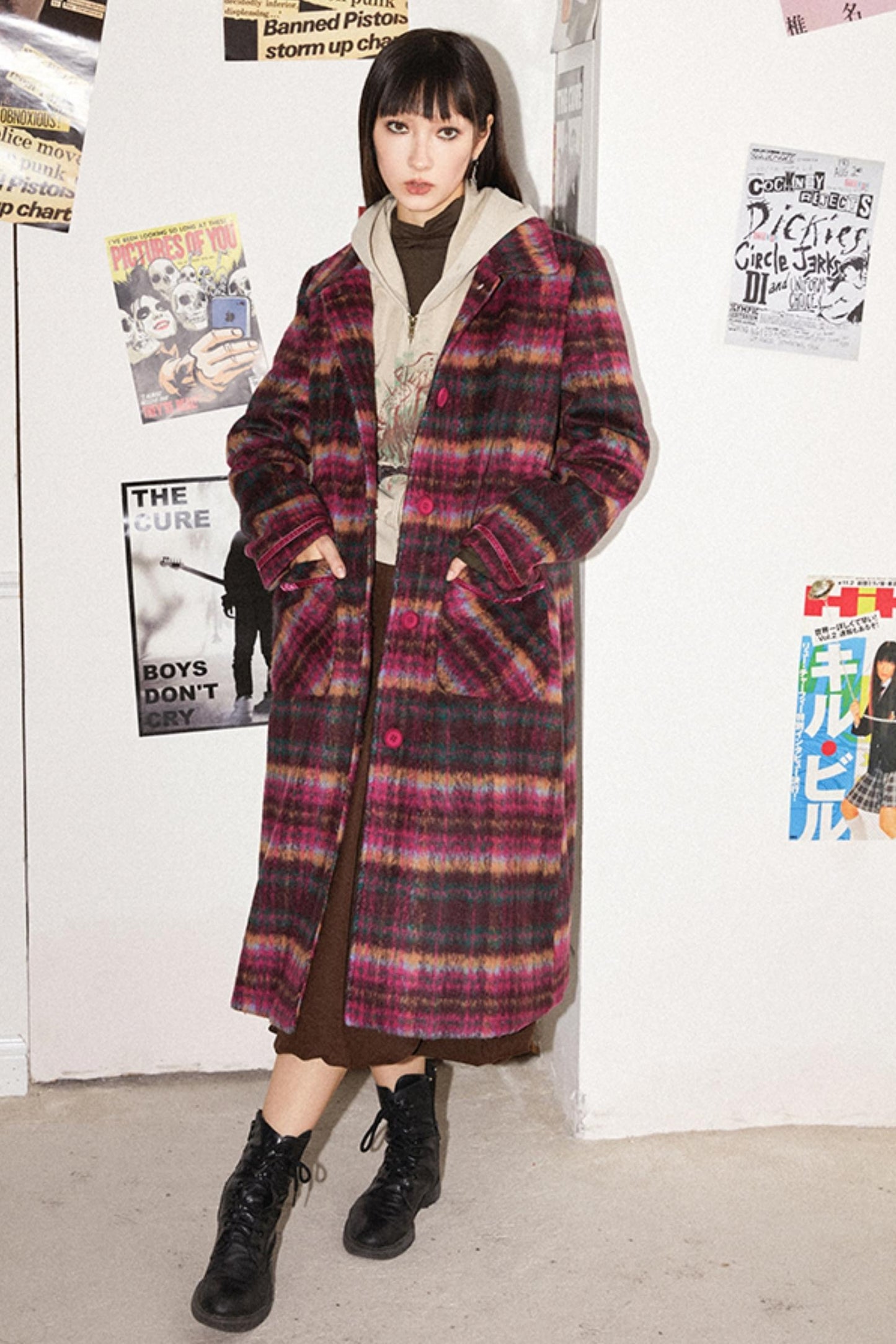 Retro Check Long Coat