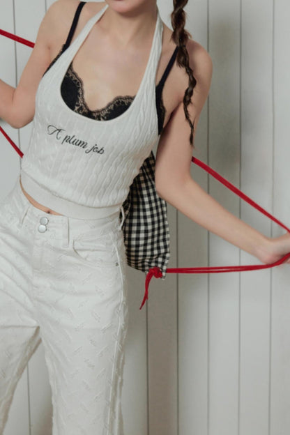 Retro Color Clash Halter Top