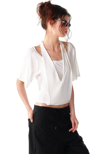 Soft Skin-Friendly Halterneck Stretch T-Shirt