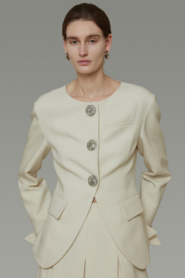 Collarless Slim-Fit Two-Piece Set-Up