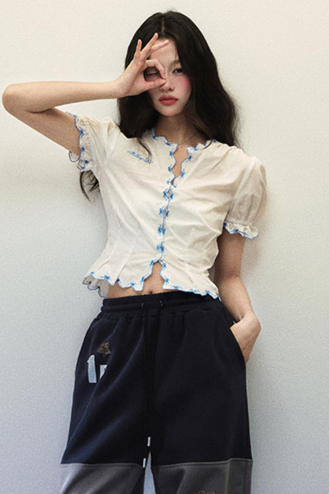 Summer V-Neck Lace Bow Top