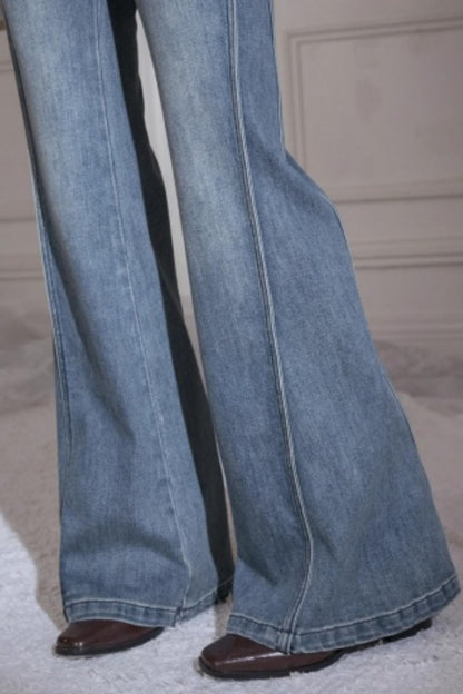 Slim Split Denim Flared Pants