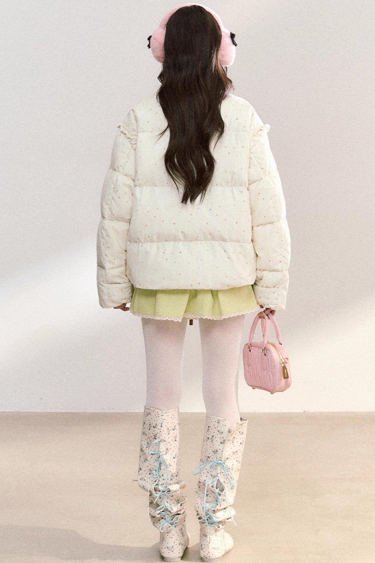 Polka Dot Cotton Puffer Jacket