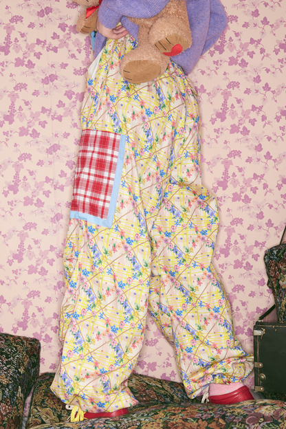 Floral Plaid Umbrella Pants