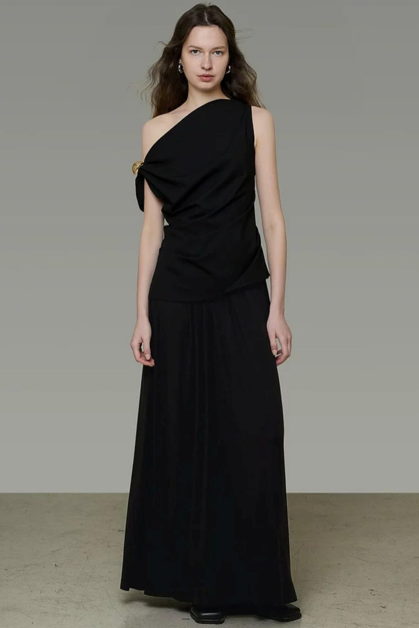 Asymmetrical Black A-Line Dress