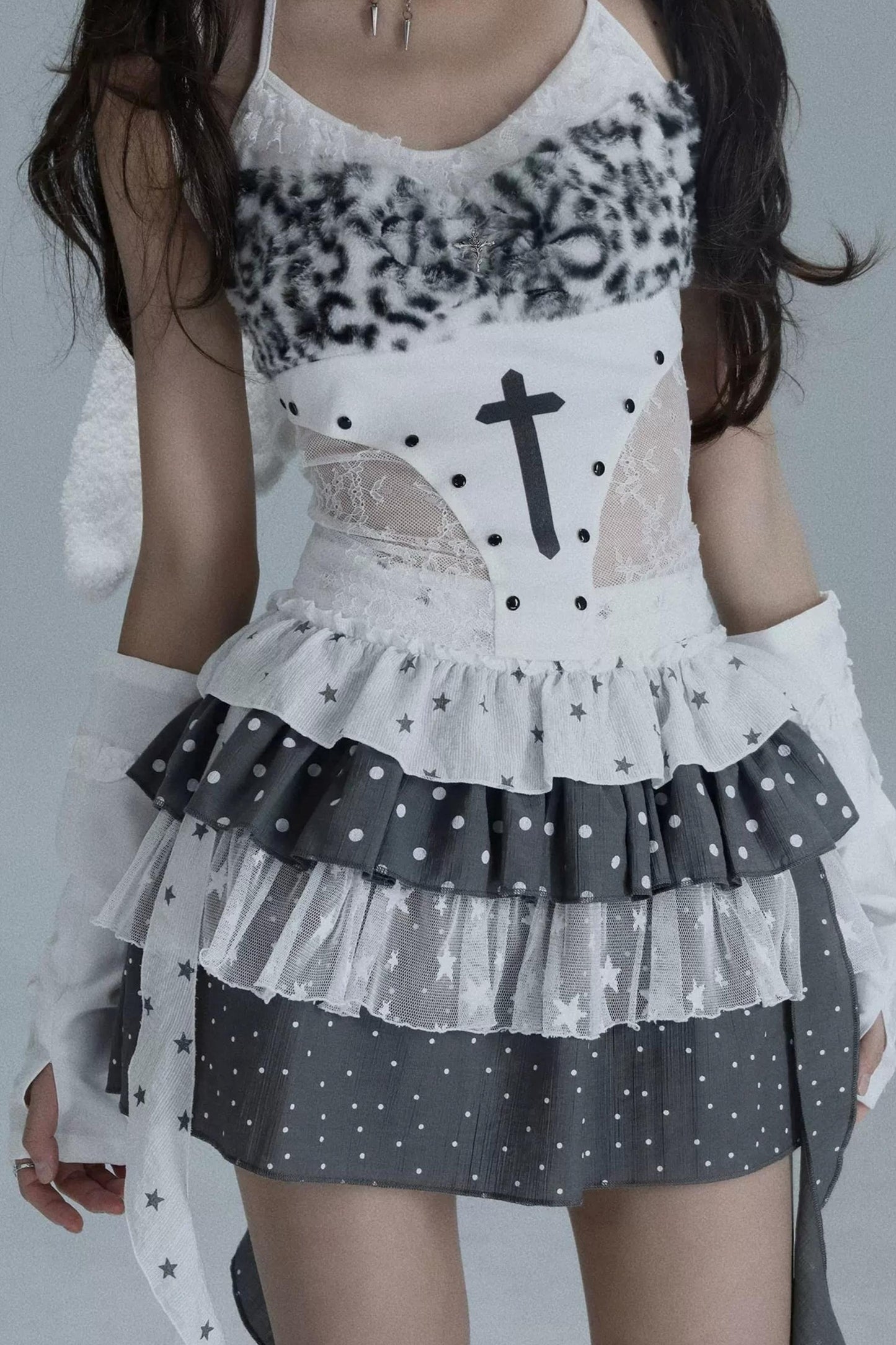 Star Polka Dot Layered Skirt