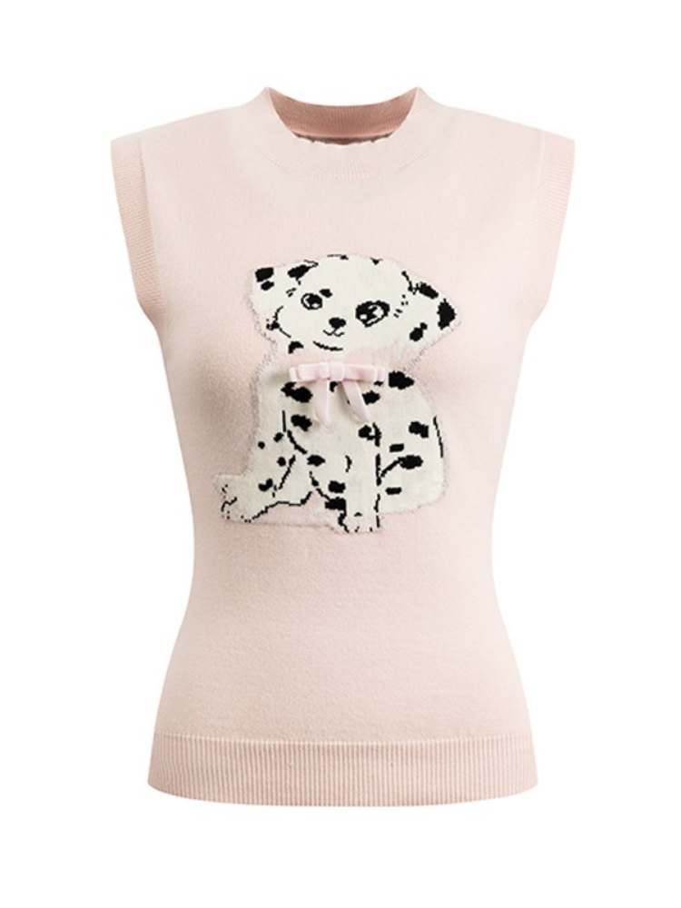 Cute Puppy Knitted Sleeveless Tops