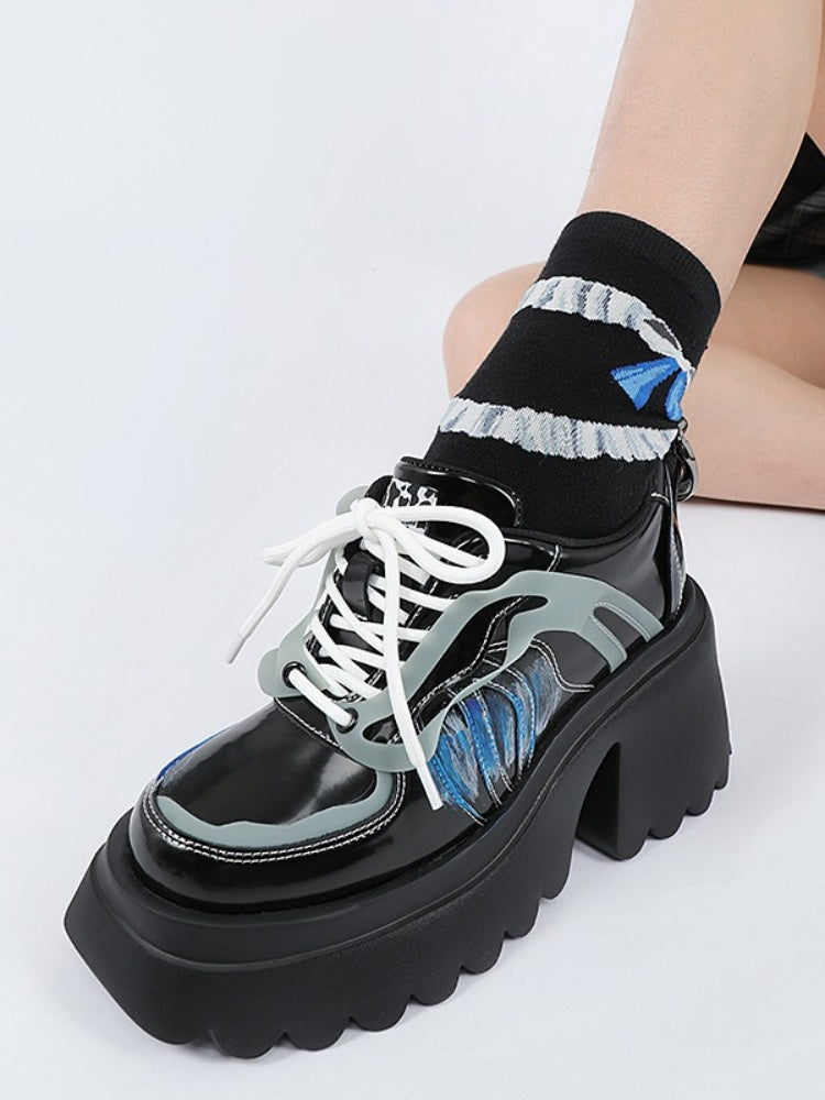 Niche Punk Style Lace Up Platform Shoes