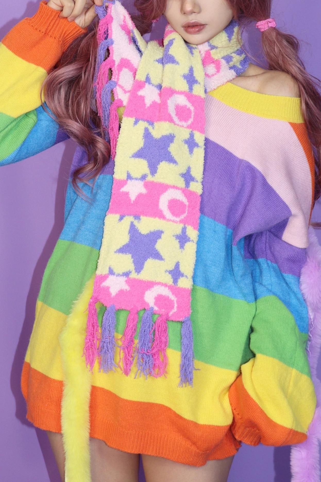 Star Patchwork Knit Scarf
