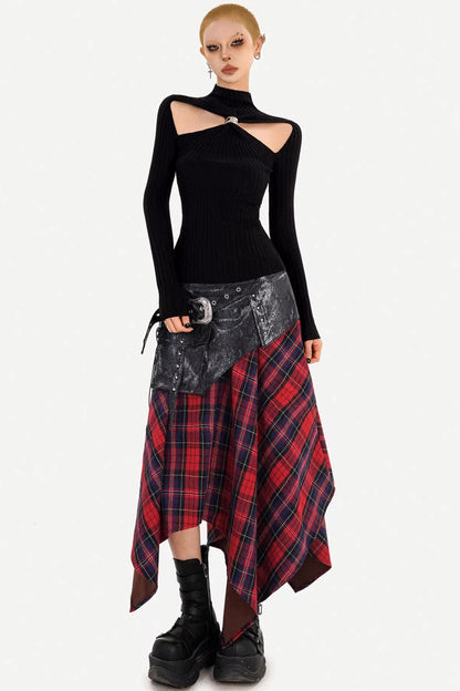 Black Hollow Knit Top
