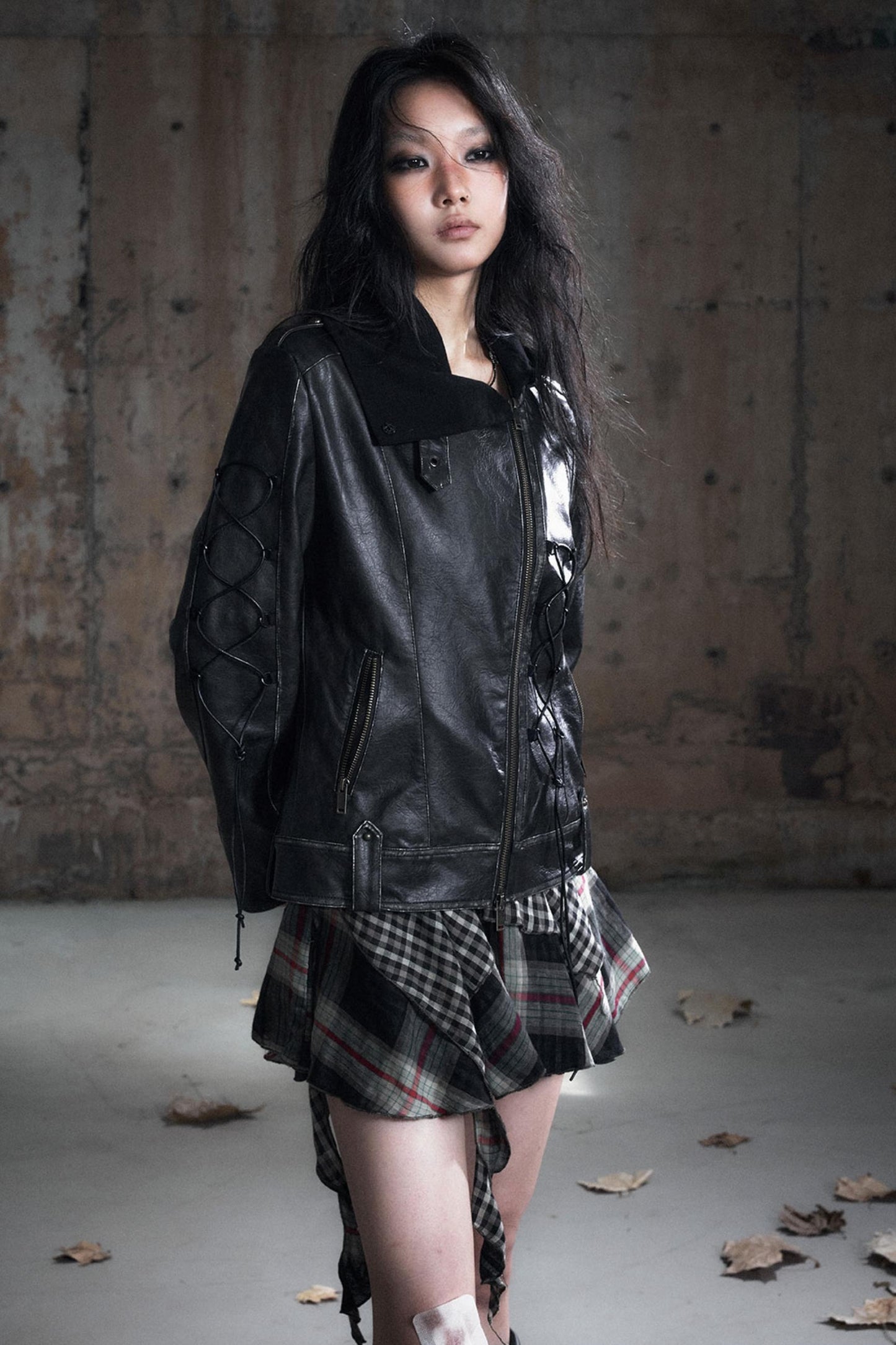 Panelled Knit Leather Jacket