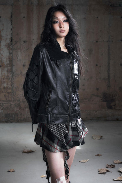 Panelled Knit Leather Jacket