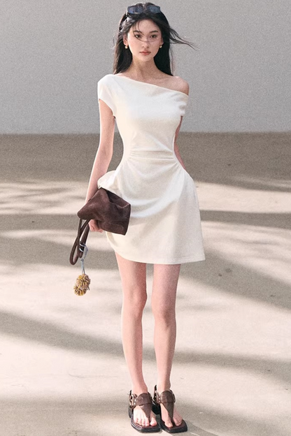 Lyocell-Asymmetrisches-Spitzenkleid