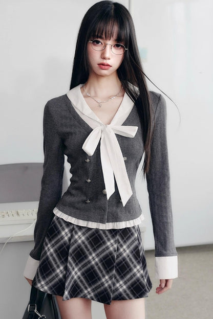 Classic Bow Knitted Top Set-Up