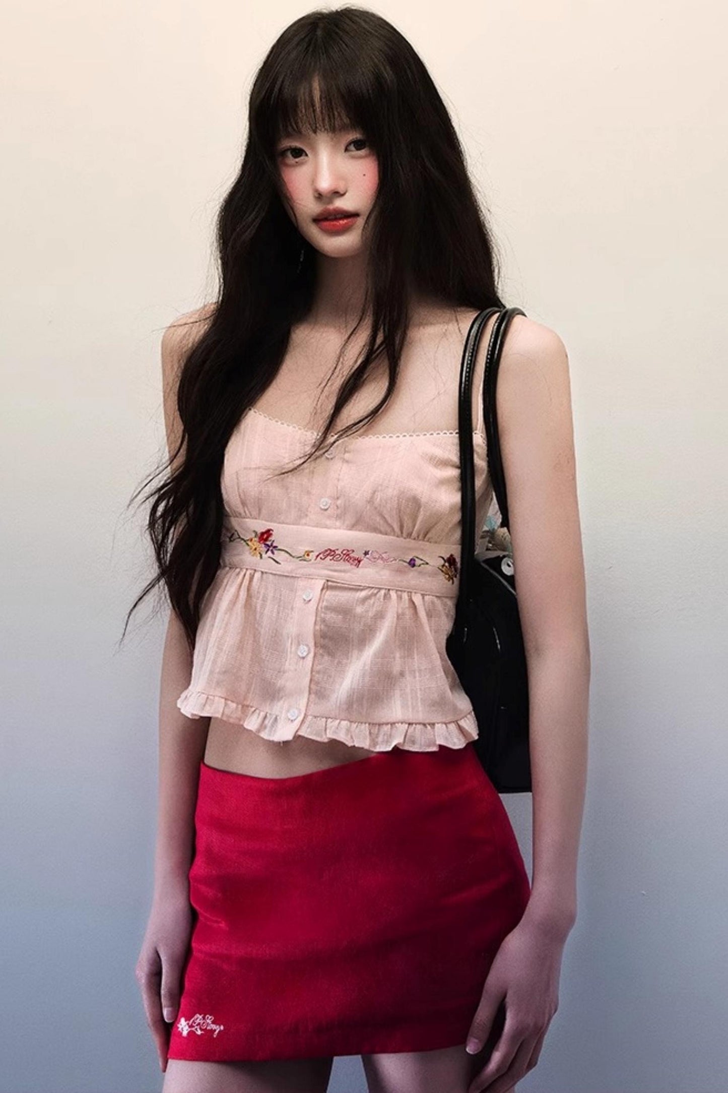 Ruffled Cotton Embroidery Camisole