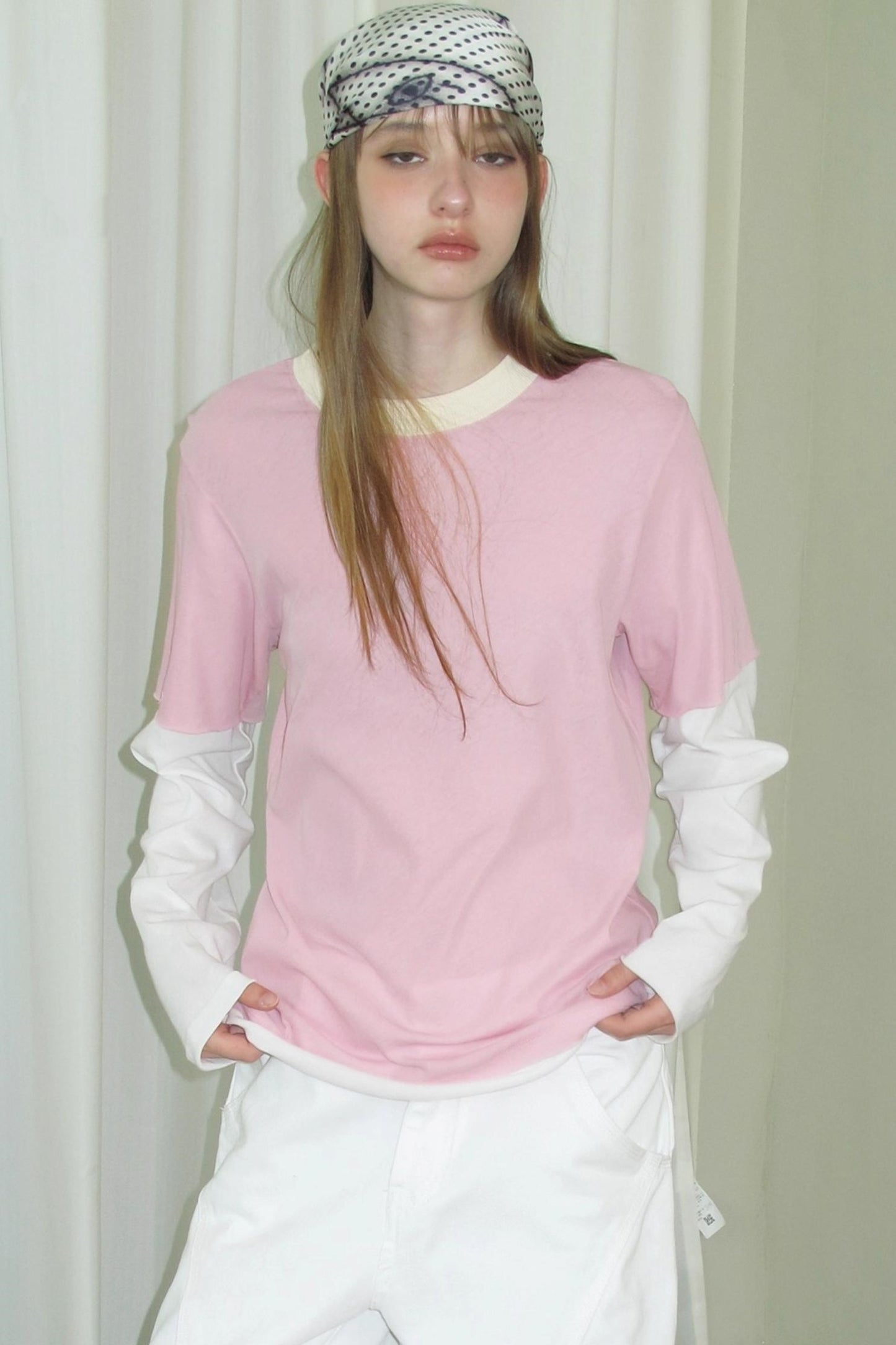 Fake Two-Piece Contrast Long Sleeve T-shirt