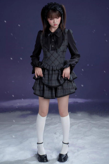 Kariertes Lolita-Winterkleid