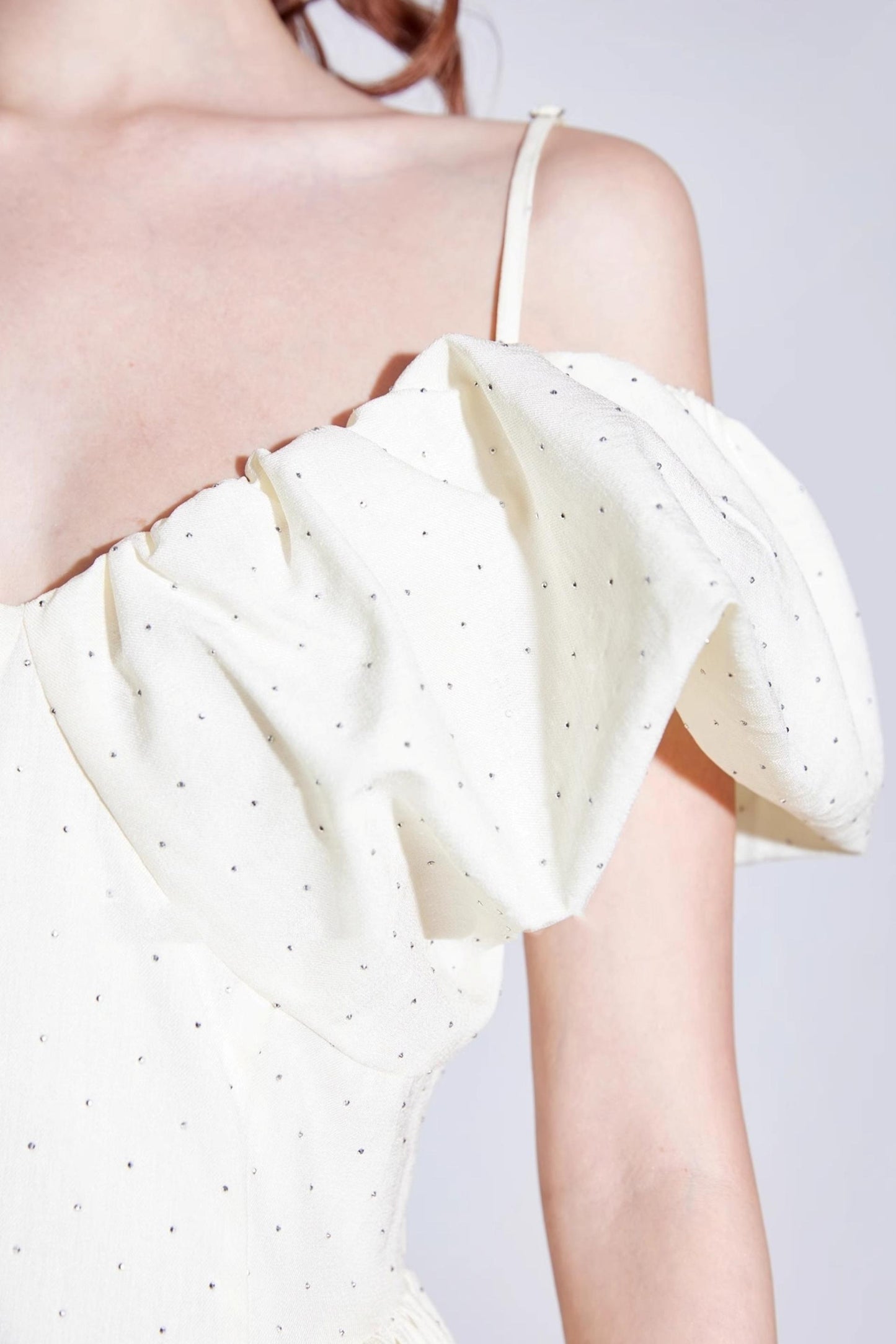 Rhinestone Puff Sleeve Dress