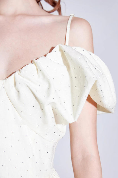 Rhinestone Puff Sleeve Dress