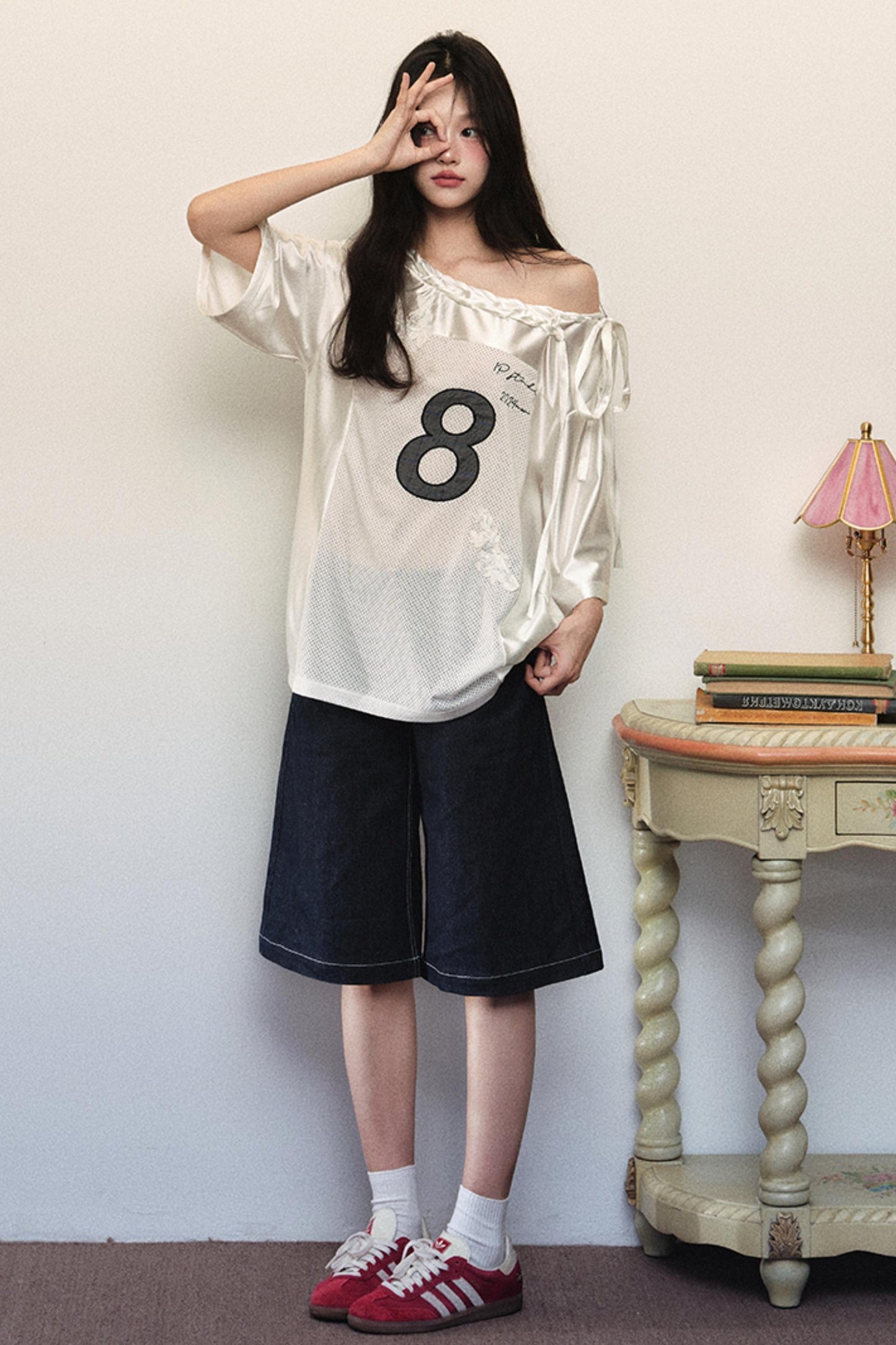 Block Core Mesh Slouch Top