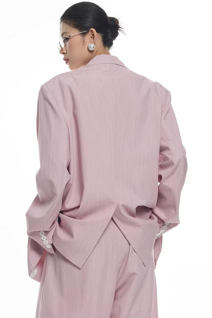 Light Pink Striped Blazer Jacket