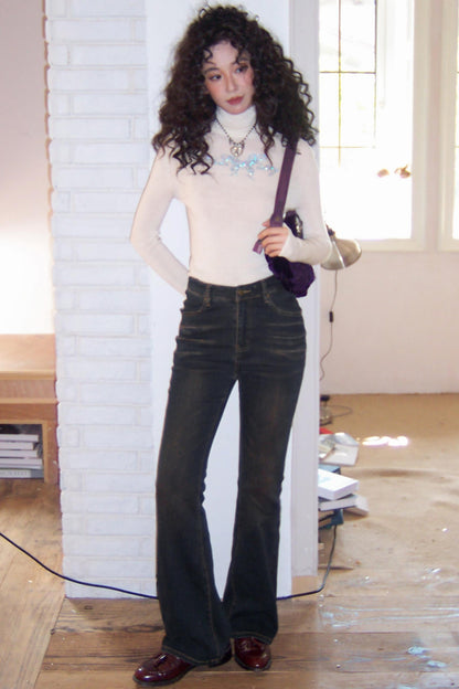 Autumn Retro Slim Denim Trousers