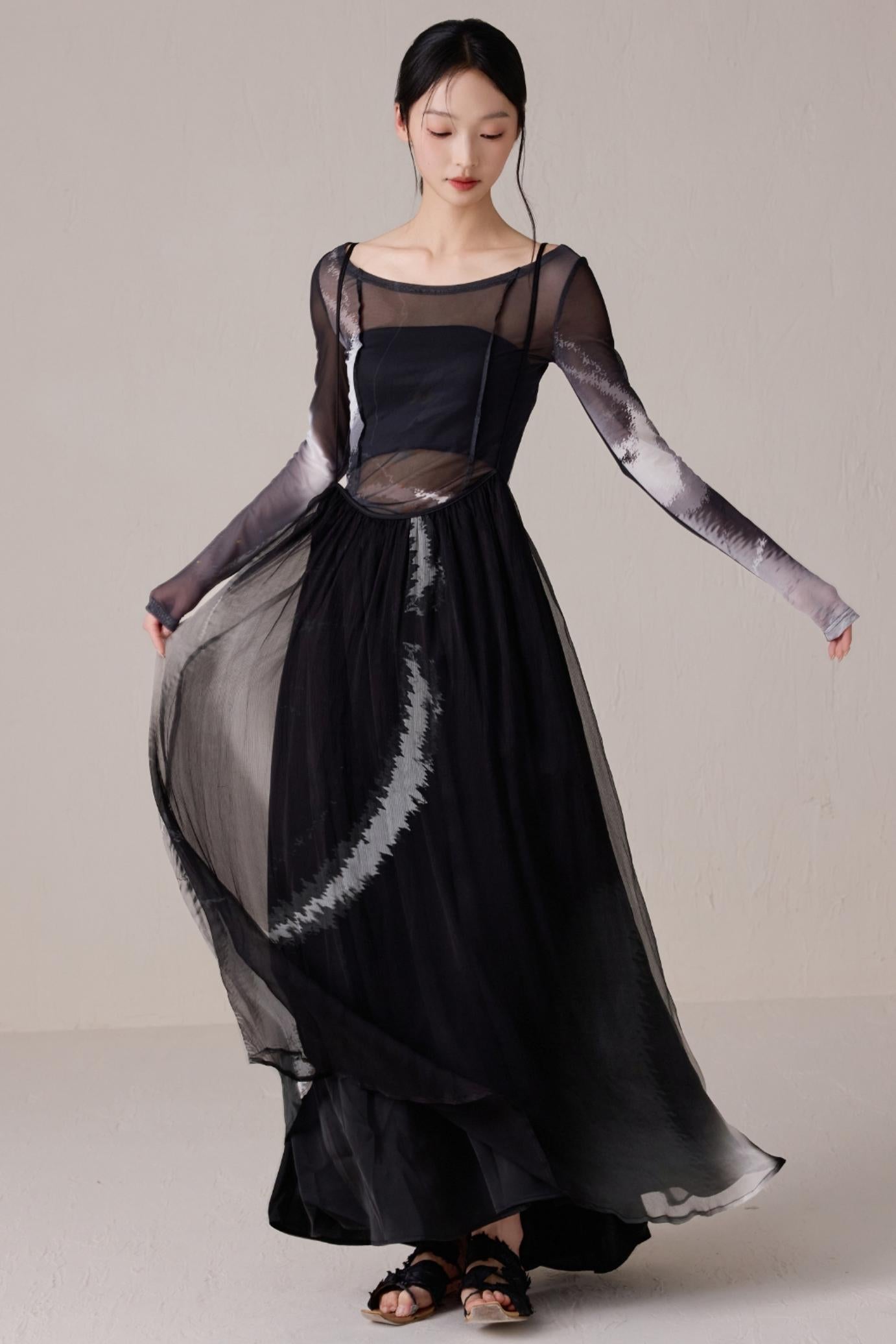 Chic Black Silk T-Shirt Dress