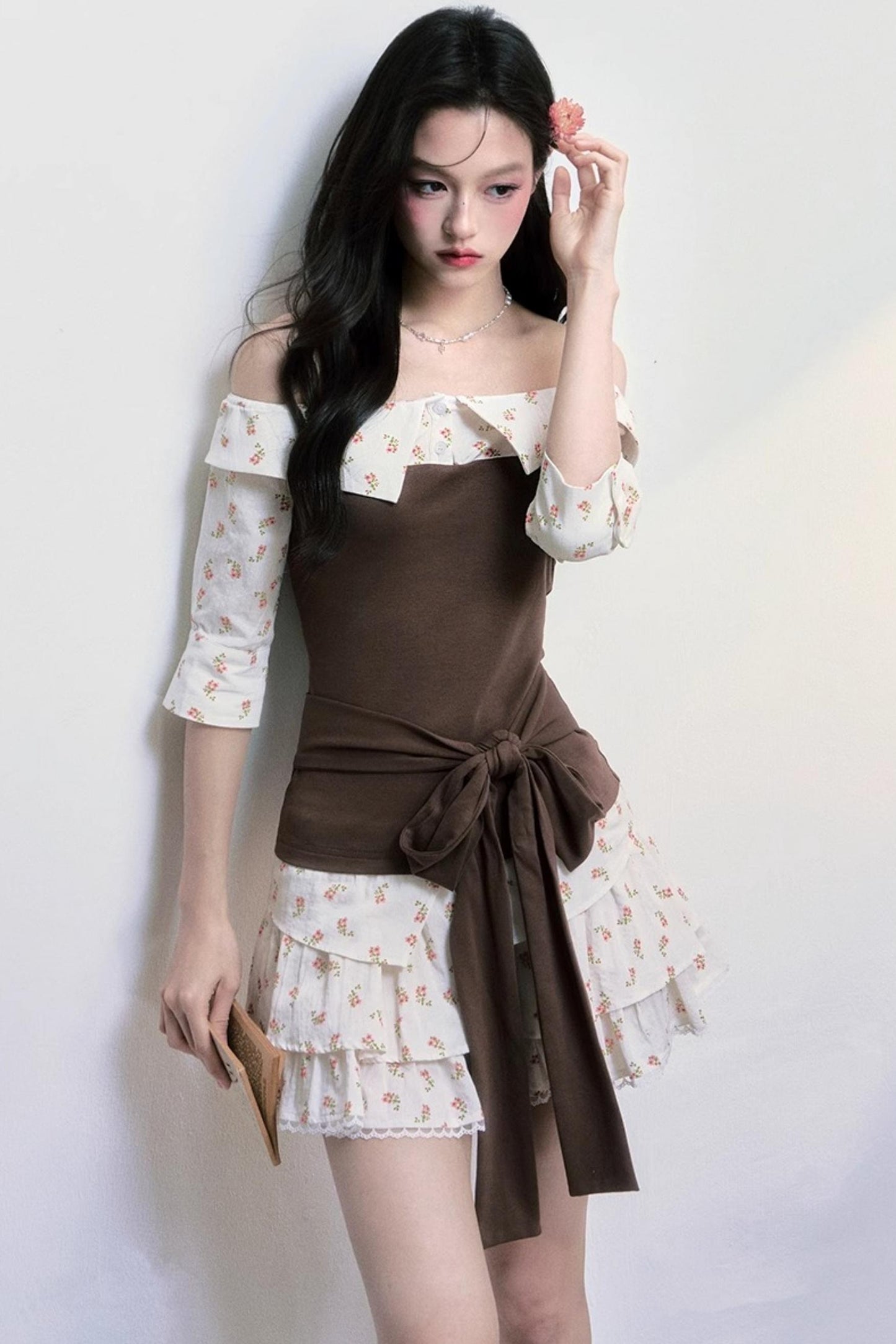 Floral Patchwork Blouse Skirt Set-Up