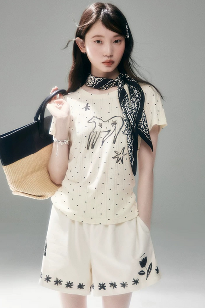 Starburst Polka Dot Raglan T-Shirt