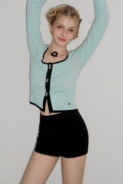 High-Waist Lace-Trim Casual Shorts