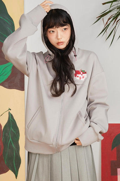 Retro Pixel Apple Hooded Top