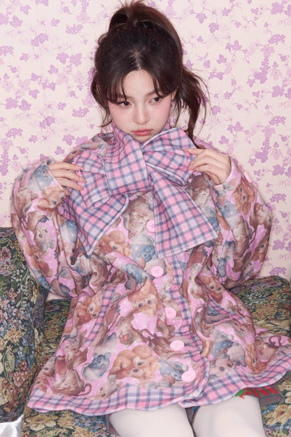 Pink Plaid Padded Jacket