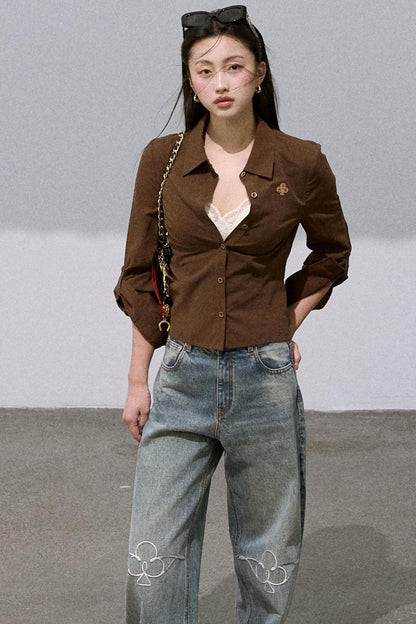 Textured Linen Cotton Long Sleeve Shirt