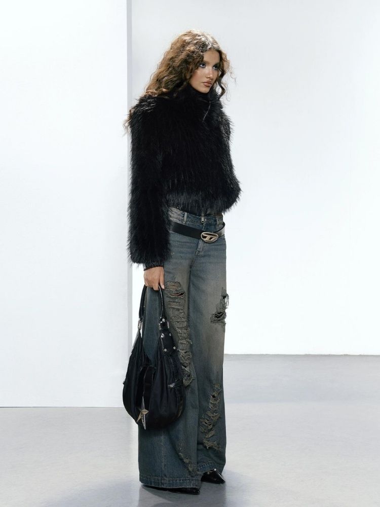 Black Eco Fur Coat