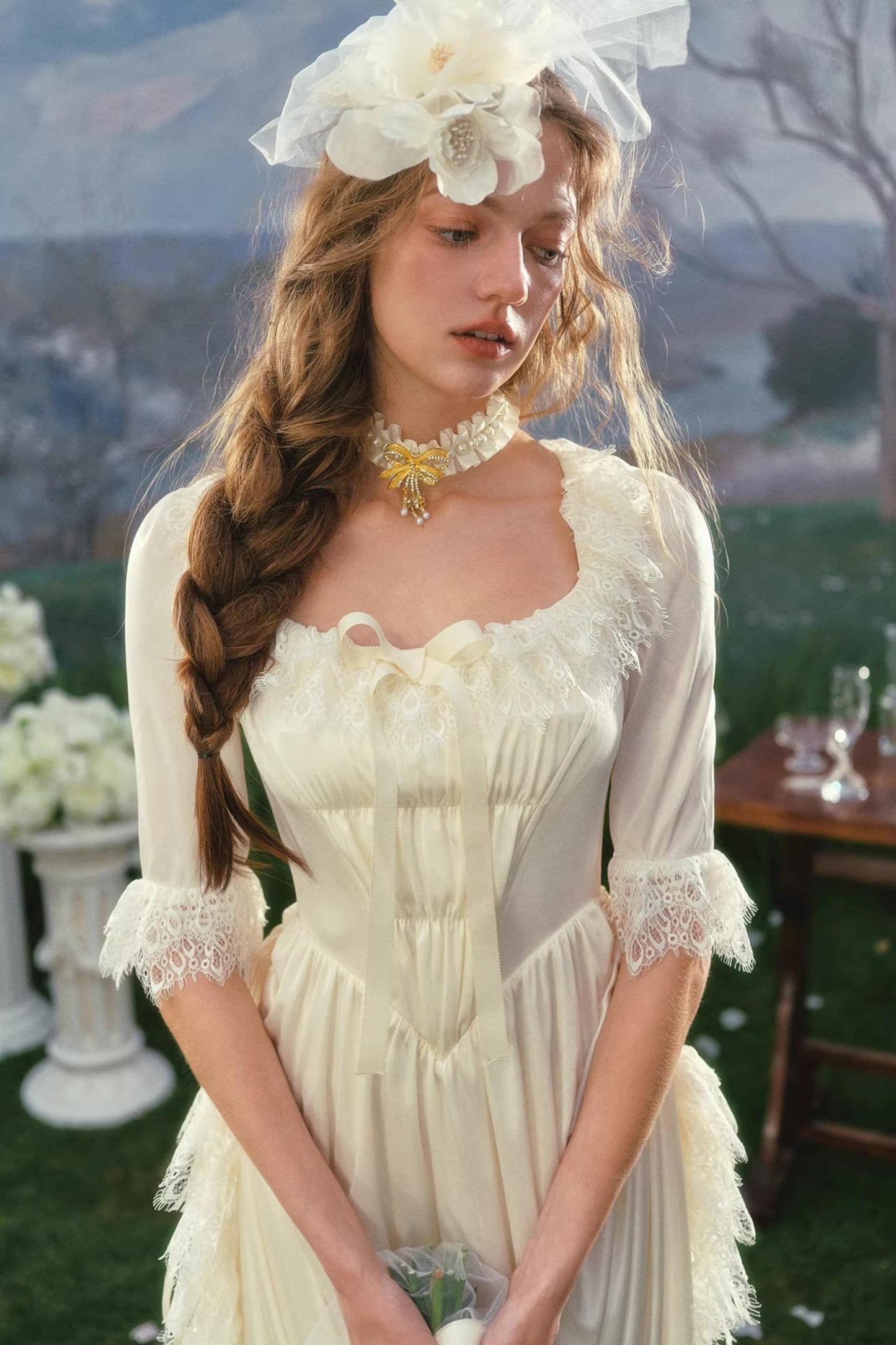 French Palace Satin Wedding Dress