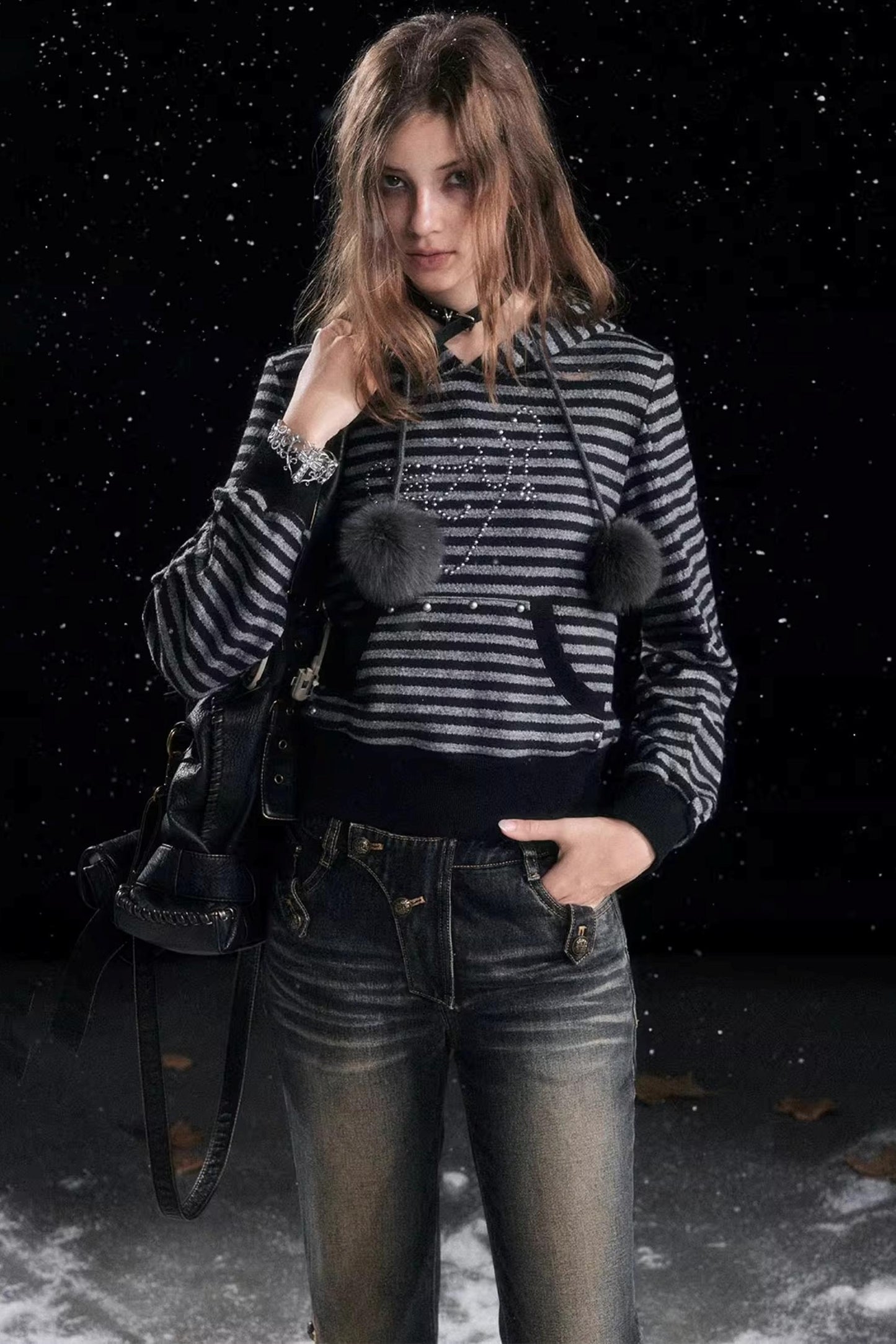 Punk Rivet Hooded Sweatshirt