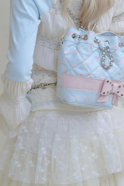 Floral Diamond Bucket Bag