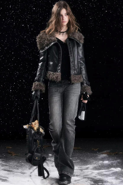 Versatile Vintage Leather Pleated Pants