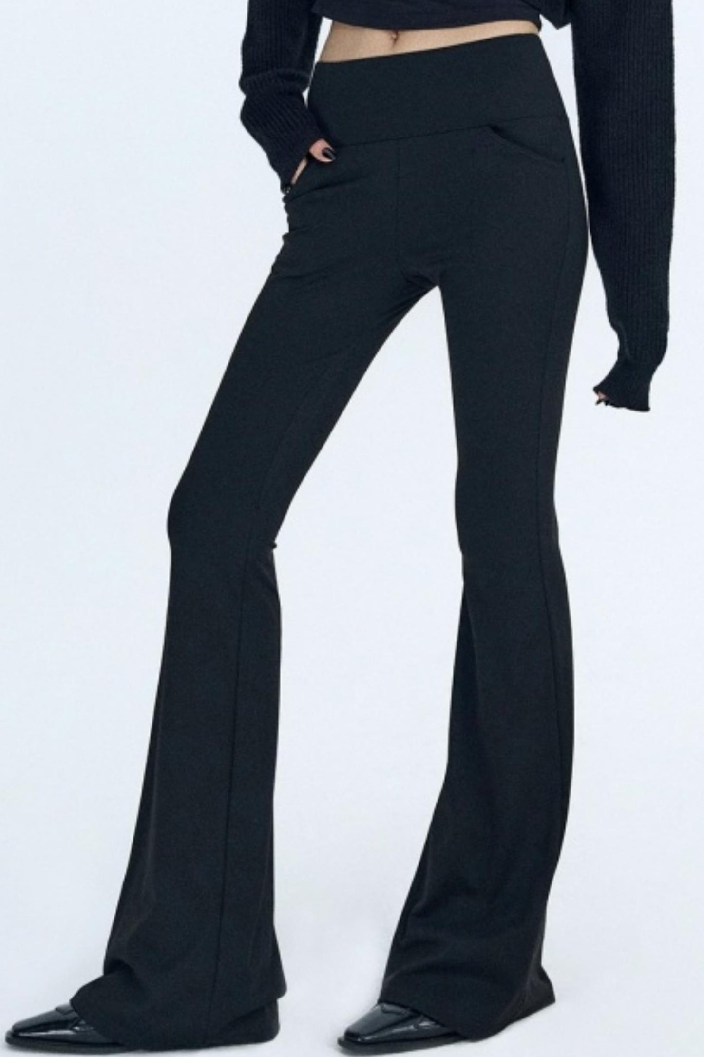 Black Fleece Flared Pants