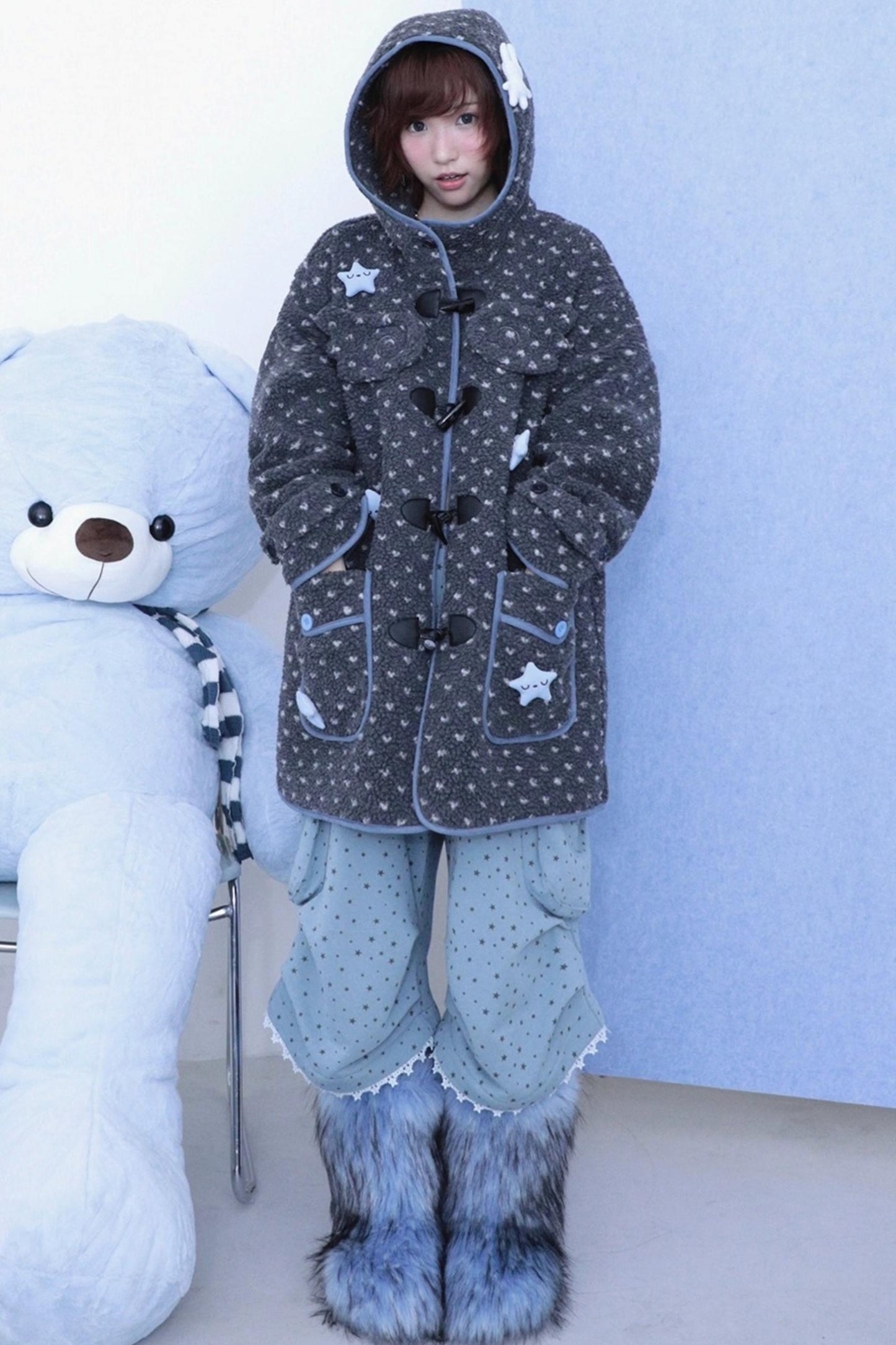 Polka Dot Grey Hooded Jacket