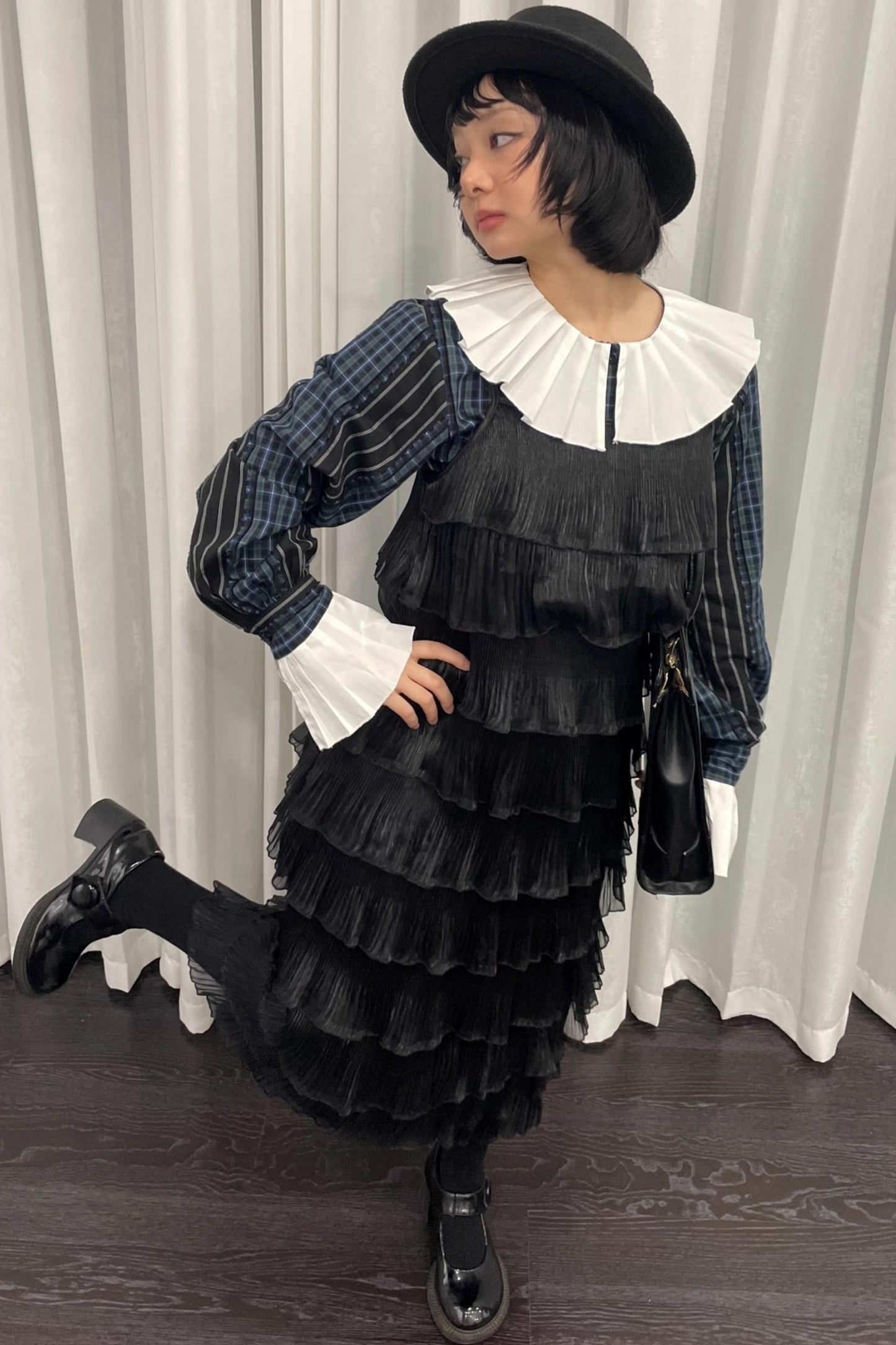 Black Pleated Slip Dress