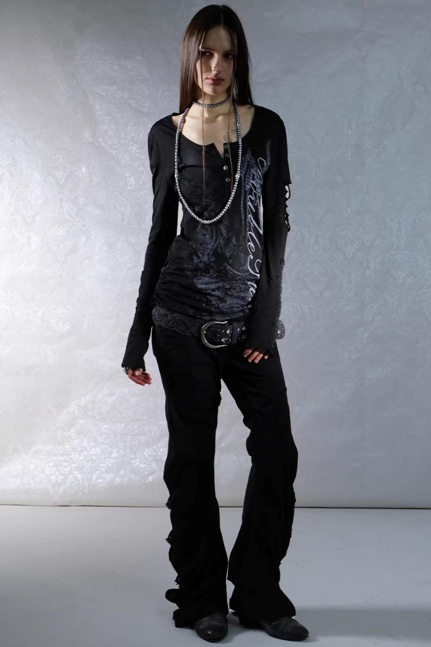 Ripped Punk Printed Sweater