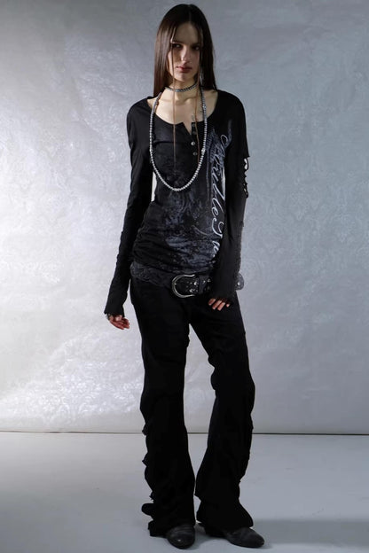 Ripped Punk Printed Sweater