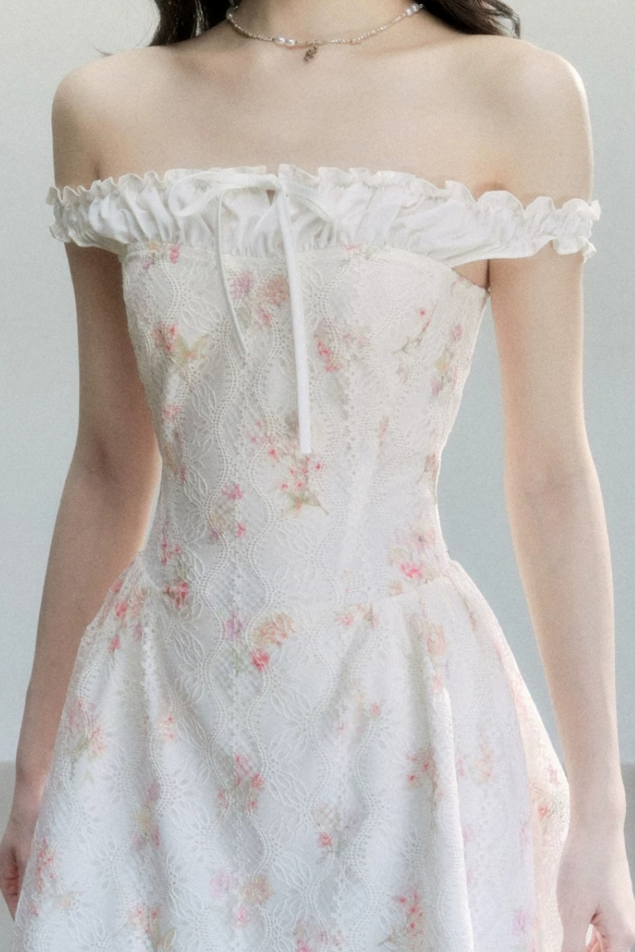 Floral Patchwork One-Shoulder Dress