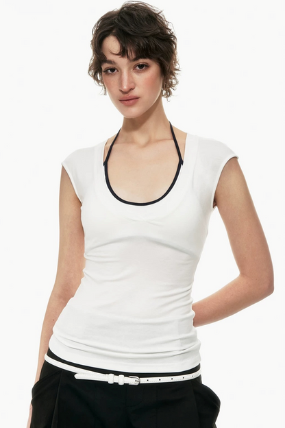 Viscose V-Neck Sleeveless Top
